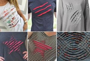 Nyt liv i gamle T-shirts: tøj dekoration ideer i chenille teknik